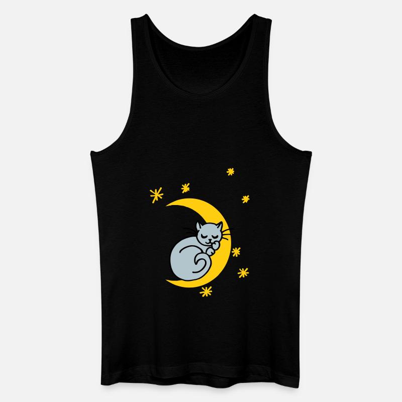 Mondkatze - Männer Bio Tank Top - Schwarz