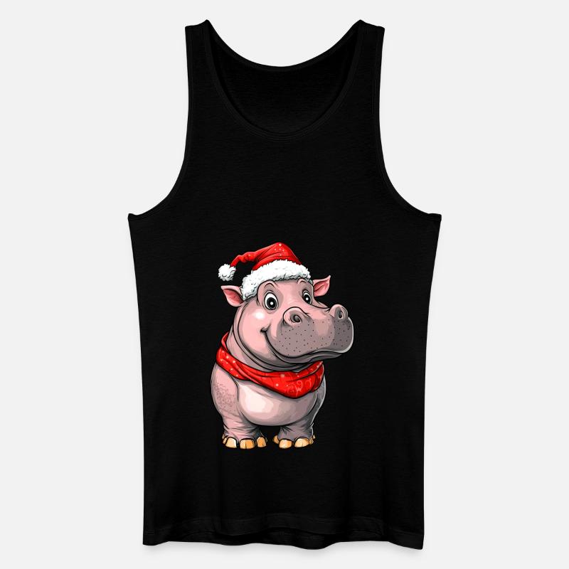 Weihnachtsmann Nilpferd - Männer Bio Tank Top - Schwarz