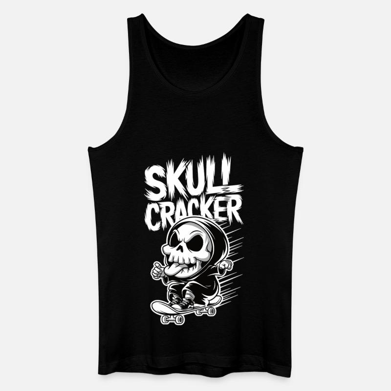 Skull Cracker Skateboard - Männer Bio Tank Top - Schwarz