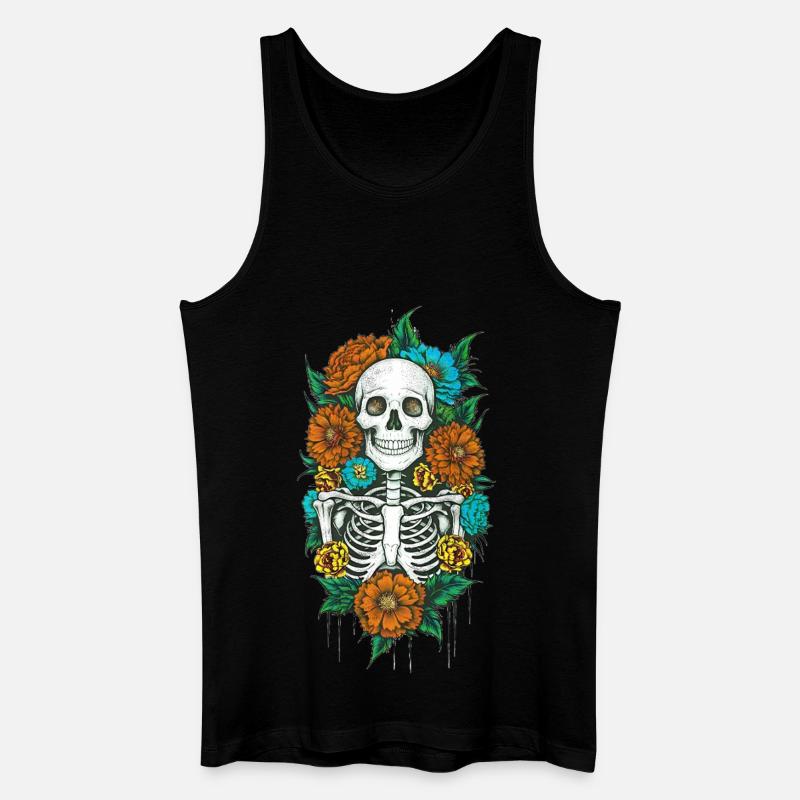 Floral Skeleton 2 - Männer Bio Tank Top - Schwarz