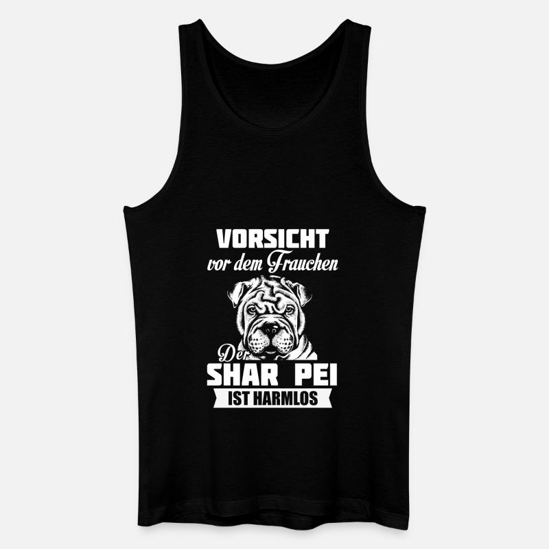 Vorsicht - Shar Pei - Männer Bio Tank Top - Schwarz
