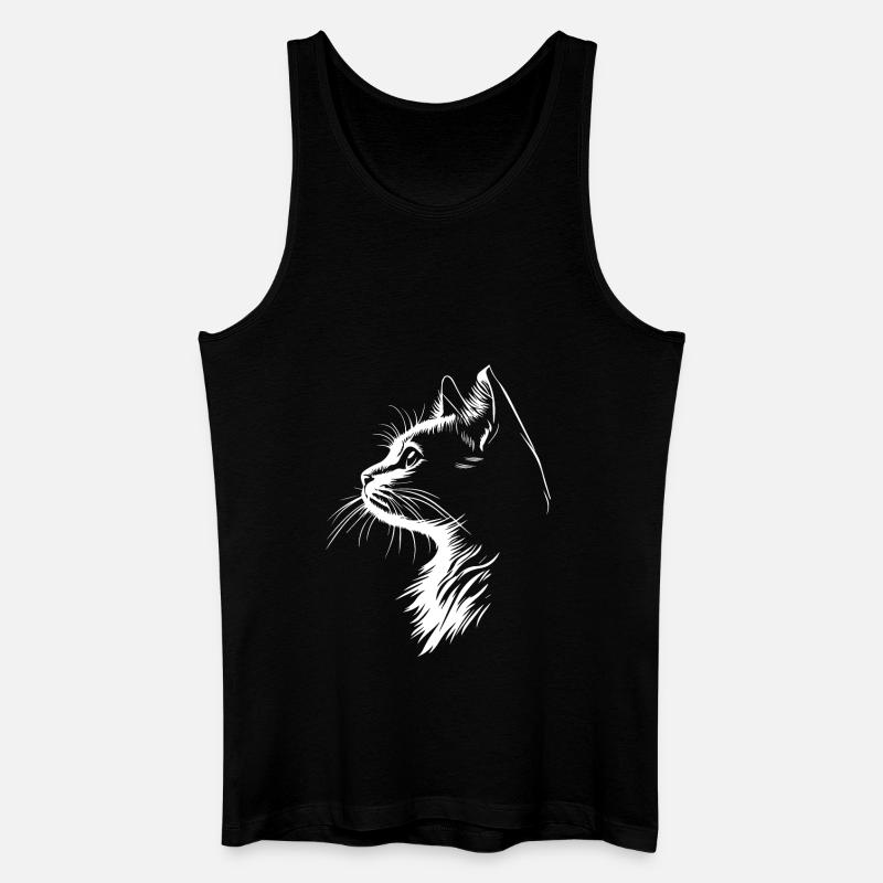 Katze Silhouette - Männer Bio Tank Top - Schwarz