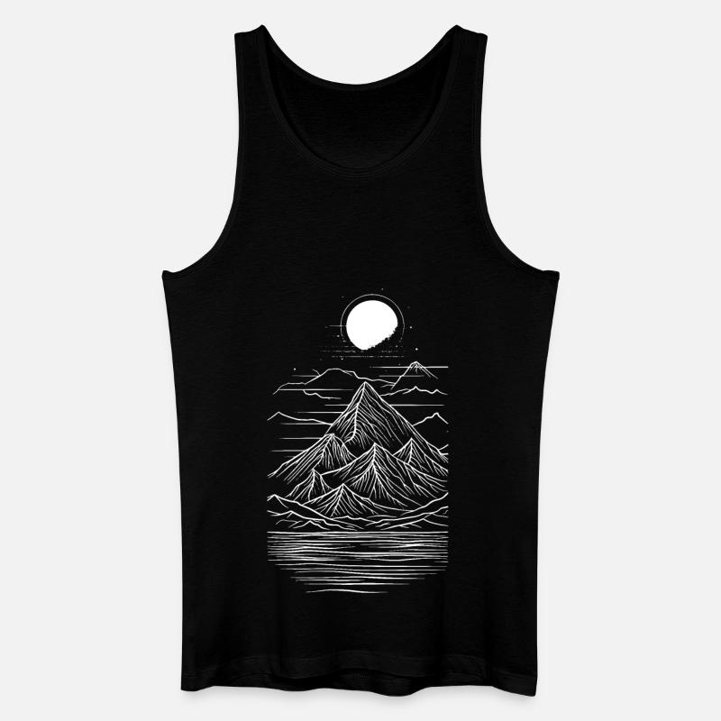 Lineare Berge - Männer Bio Tank Top - Schwarz