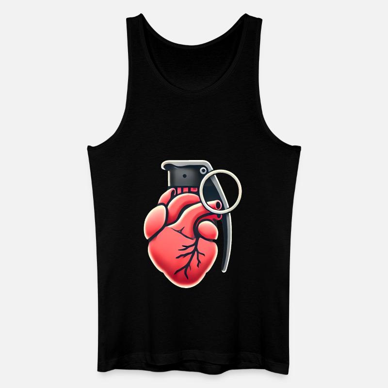 Explosive Herzgranate Design - Männer Bio Tank Top - Schwarz