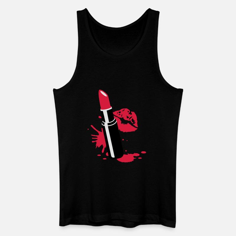 Lippenstift mit Kussmund - Männer Bio Tank Top - Schwarz