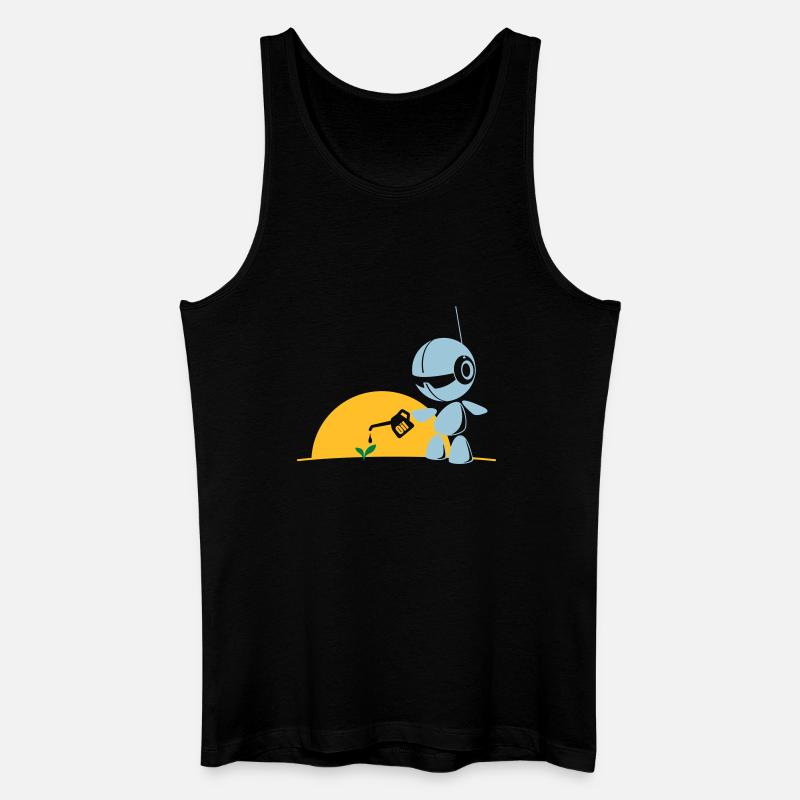 robot flower - Männer Bio Tank Top - Schwarz