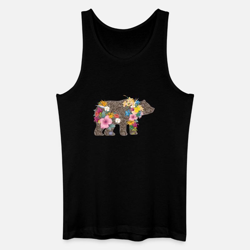 Bär mit Blumen - Männer Bio Tank Top - Schwarz