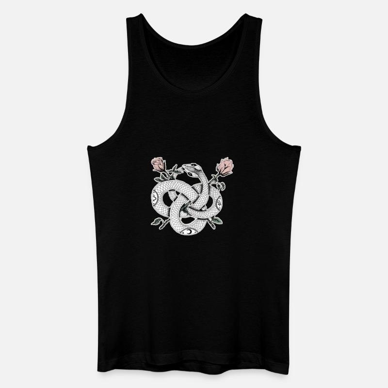 Schlangen-Design mit Rosen - Männer Bio Tank Top - Schwarz