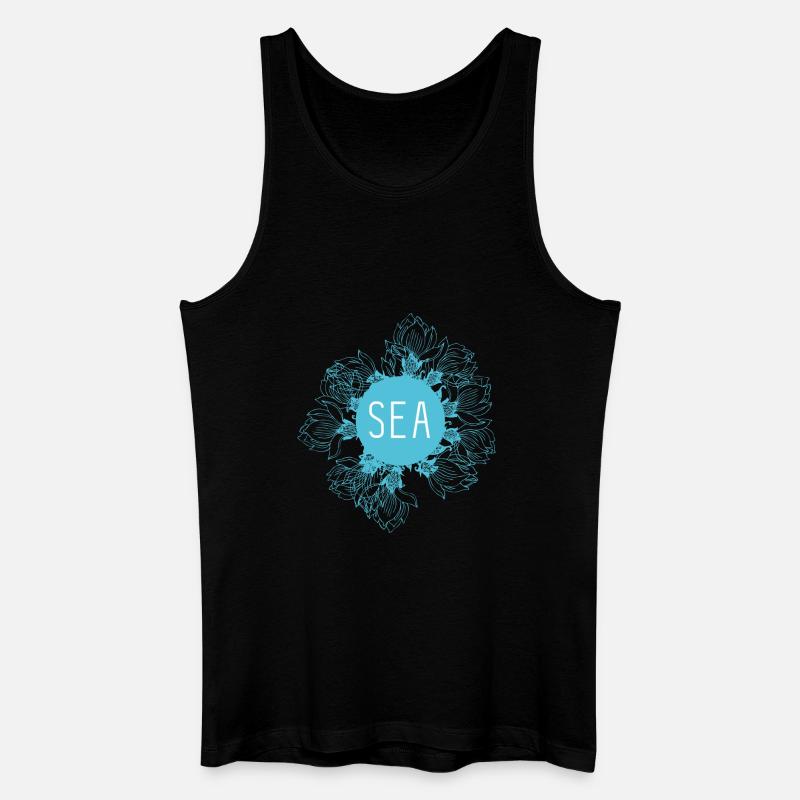 Meeresblüte Blau Seemotiv - Männer Bio Tank Top - Schwarz