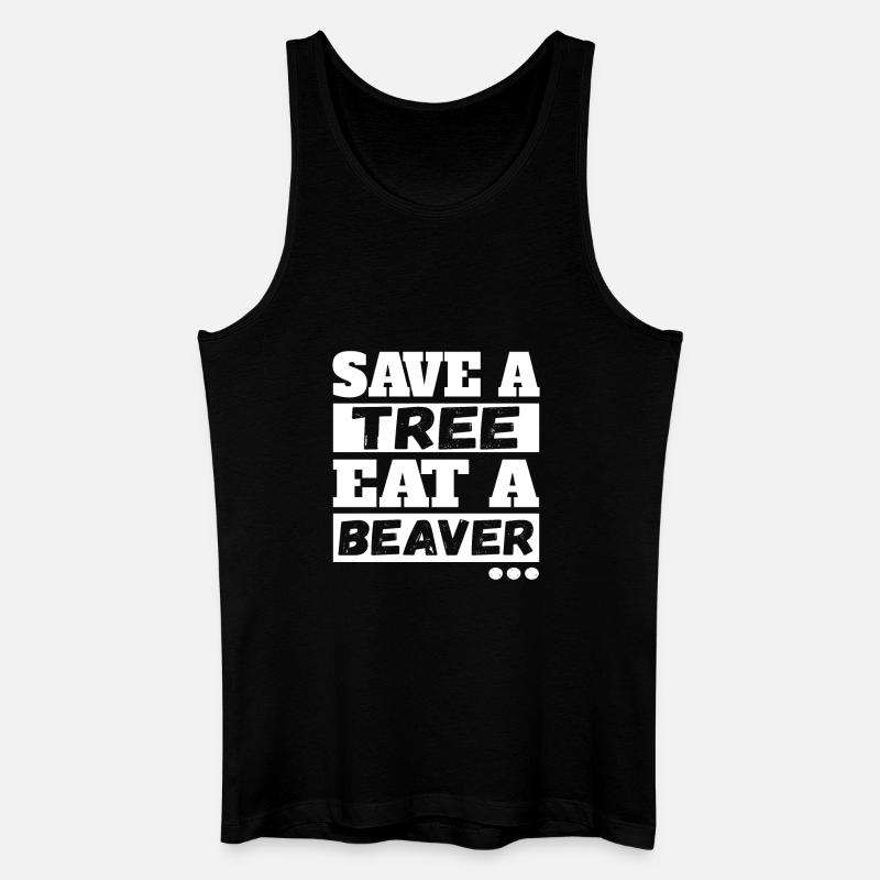 Save A Tree Eat A Beaver - Männer Bio Tank Top - Schwarz
