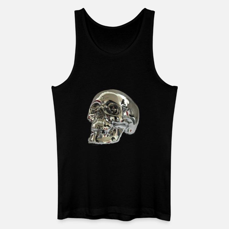 Silber Skull - Männer Bio Tank Top - Schwarz
