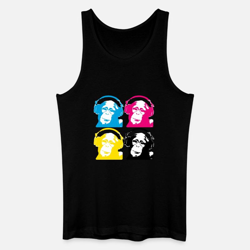 4 dj monkeys - Männer Bio Tank Top - Schwarz