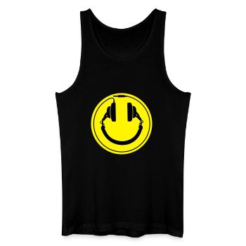 écouteurs smiley - Débardeur bio Homme - noir - Devant