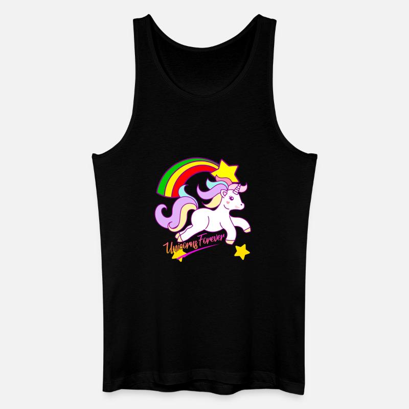 Regenbogen-Einhorn Forever - Männer Bio Tank Top - Schwarz