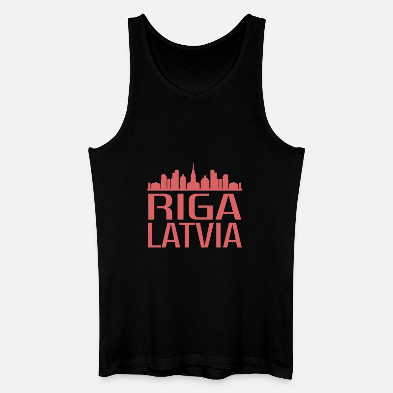 Stilvolle Riga Skyline Illustration - Männer Bio Tank Top - Schwarz