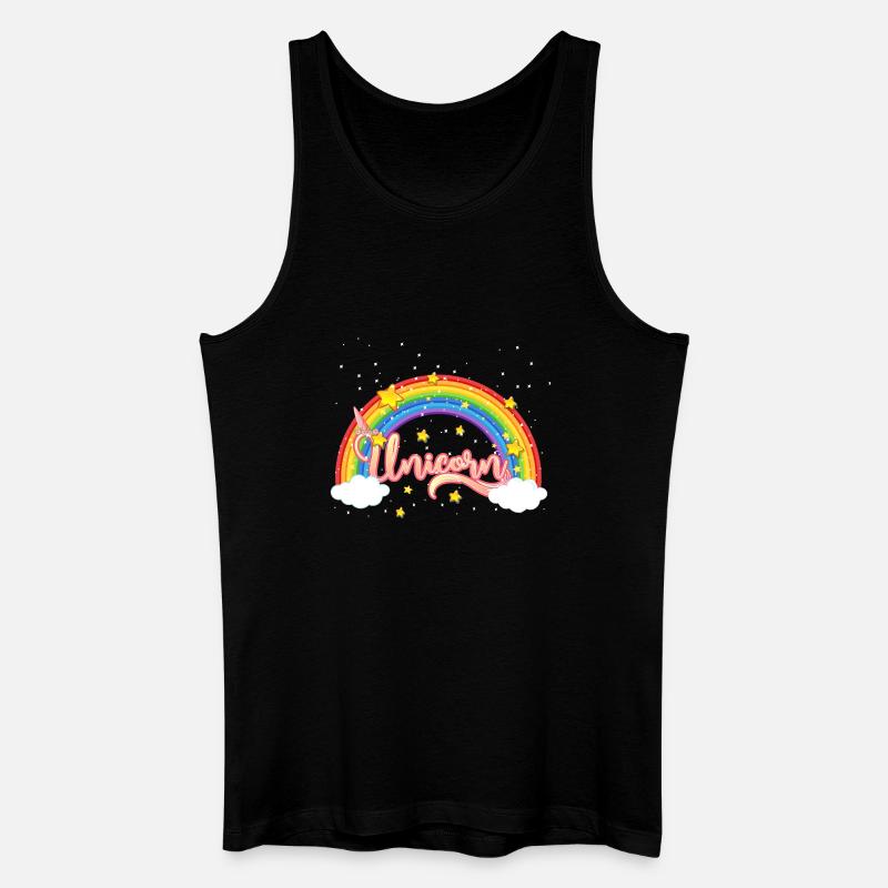 Bunter Regenbogen mit Einhornschriftzug - Männer Bio Tank Top - Schwarz