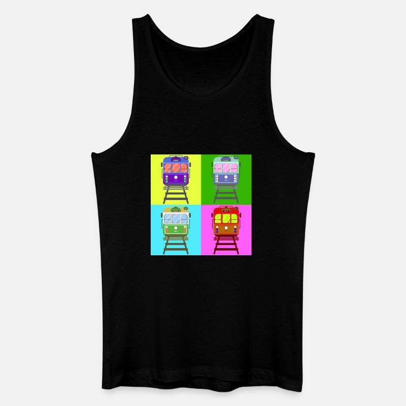 Tram, Straßenbahn Pop Art - Männer Bio Tank Top - Schwarz