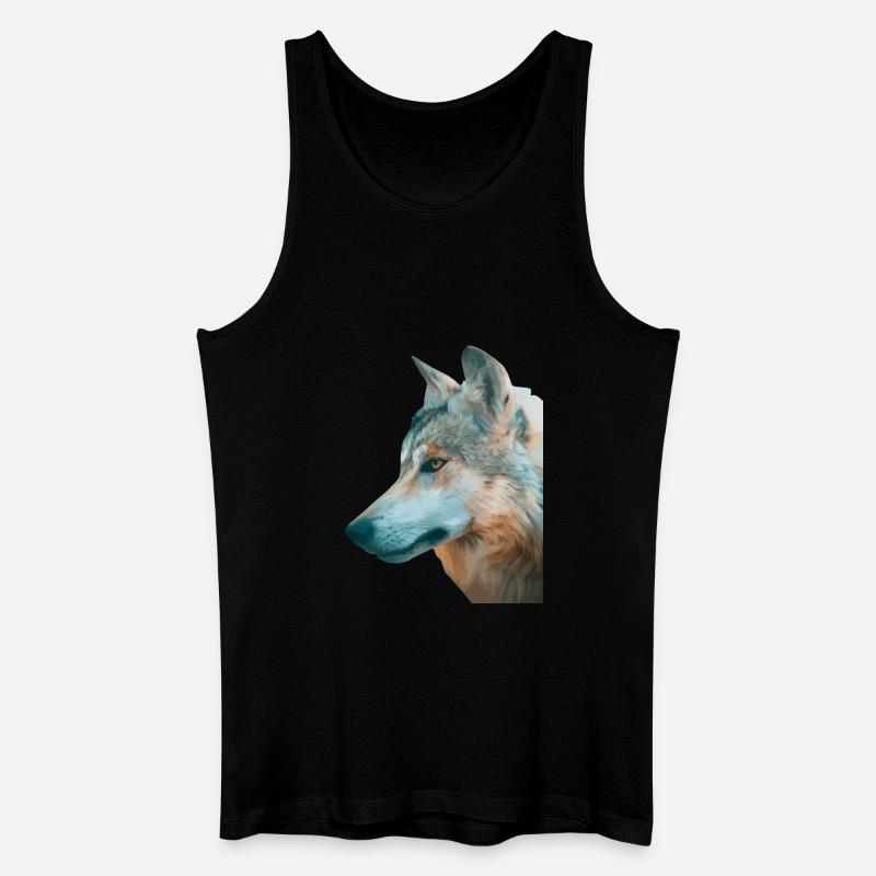 Wolfs Kopf Aquarellprint - Männer Bio Tank Top - Schwarz