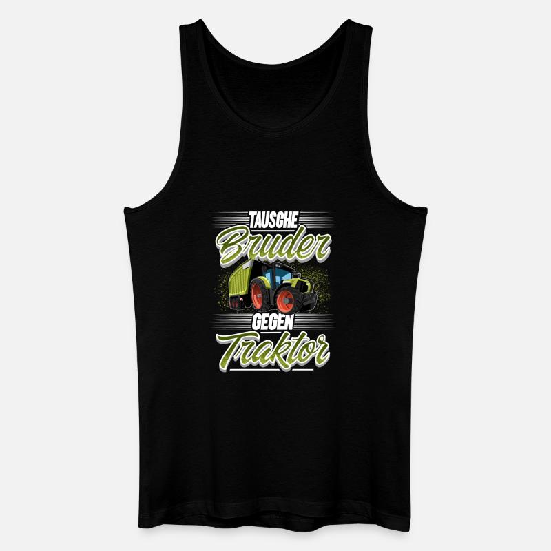 Tausche Bruder Gegen Traktor - Männer Bio Tank Top - Schwarz