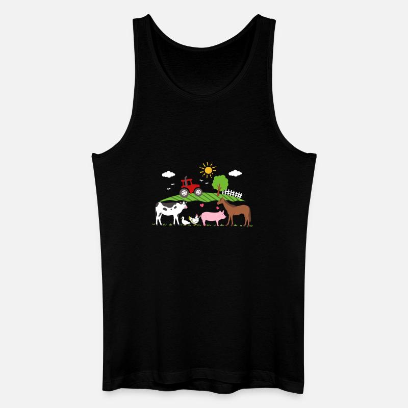 Bauernhof Traktor Nutztiere - Männer Bio Tank Top - Schwarz