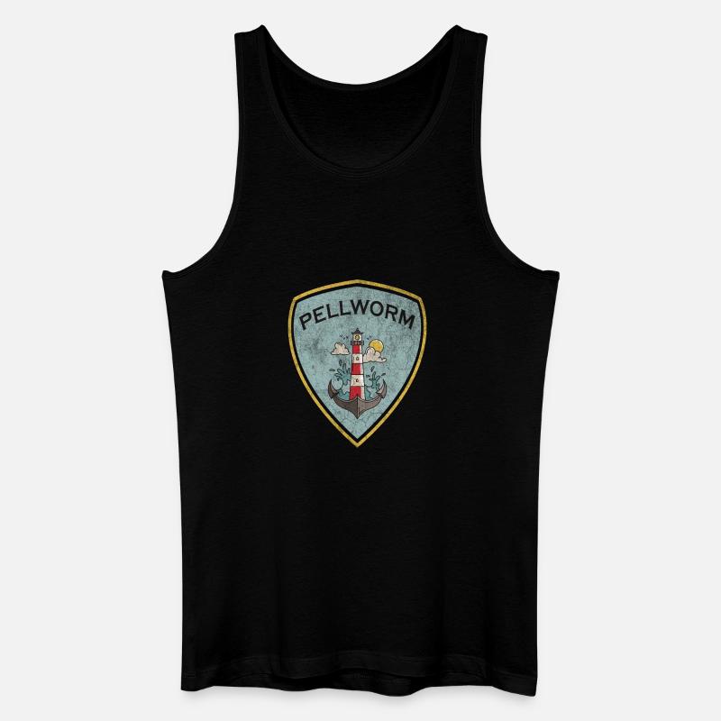 Pellworm Wappen Leuchtturm Design - Männer Bio Tank Top - Schwarz