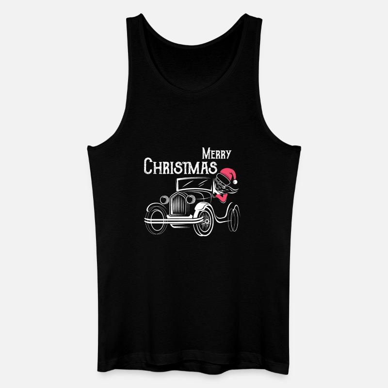 christmas oldtimer Autos lustiger Weihnachtsmann - Männer Bio Tank Top - Schwarz
