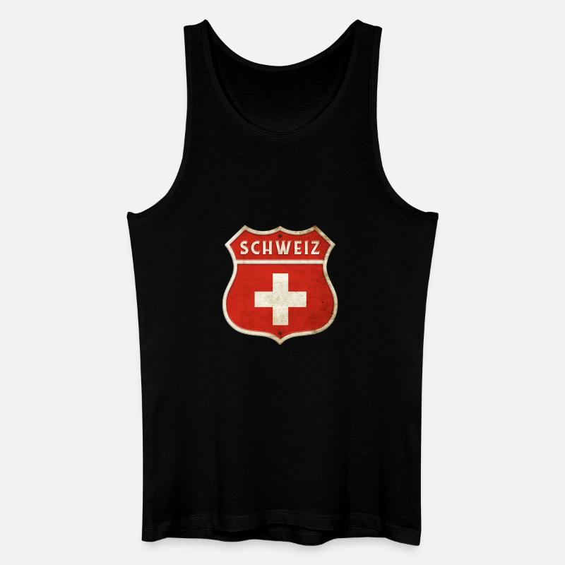 Schweiz Wappen Flaggen Design - Männer Bio Tank Top - Schwarz