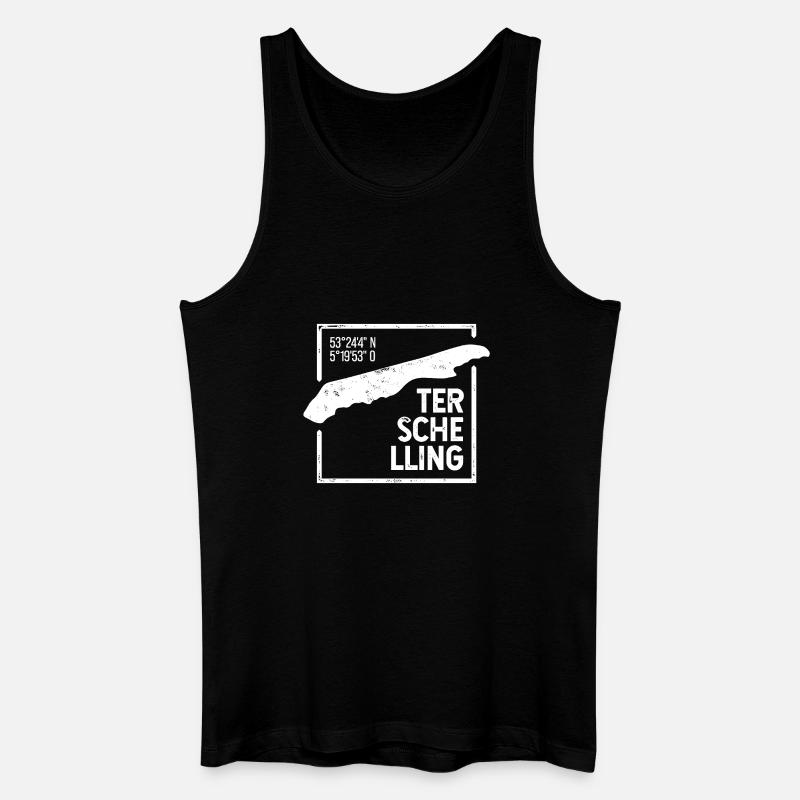 Terschelling | Insel-Silhouette Stempel-Design - Männer Bio Tank Top - Schwarz
