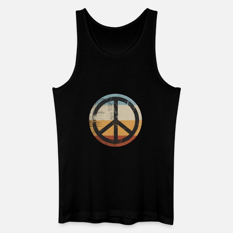 Retro Design Friedenszeichen Peace Zeichen - Männer Bio Tank Top - Schwarz