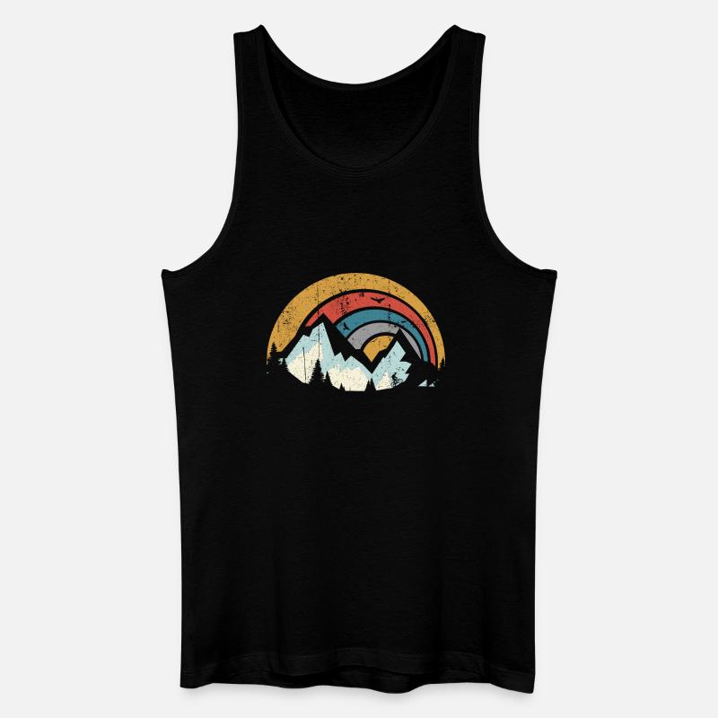 Retro Mountain Sunset Arc - Männer Bio Tank Top - Schwarz
