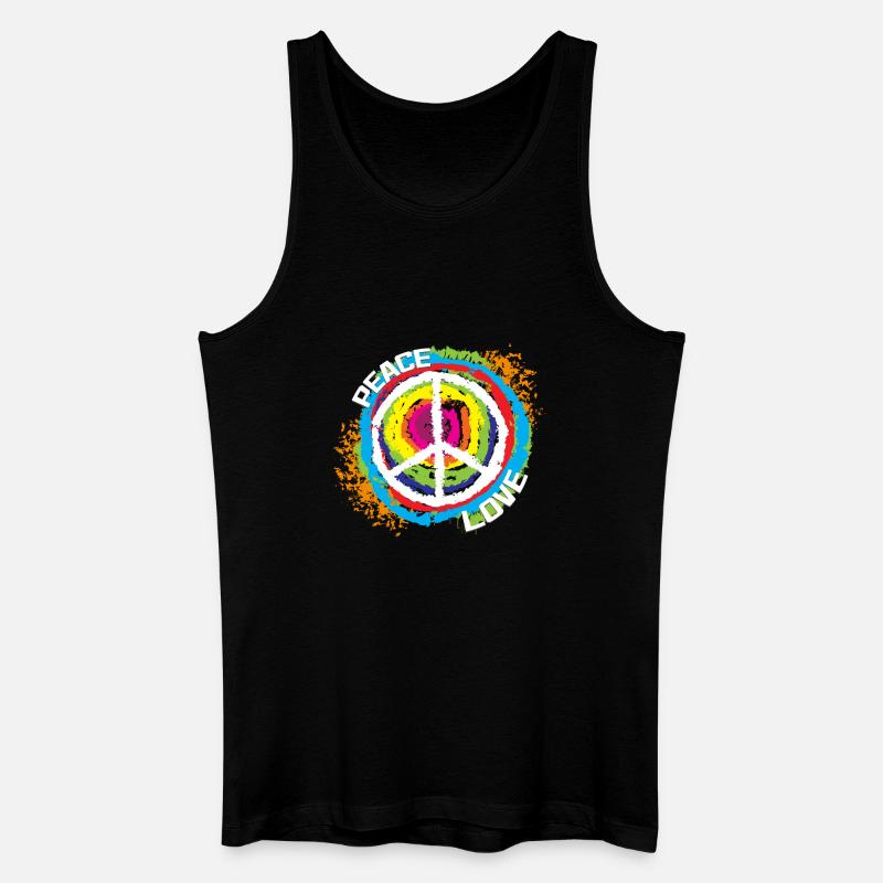 Liebe Frieden Spruch Friedenszeichen Weltfrieden - Männer Bio Tank Top - Schwarz