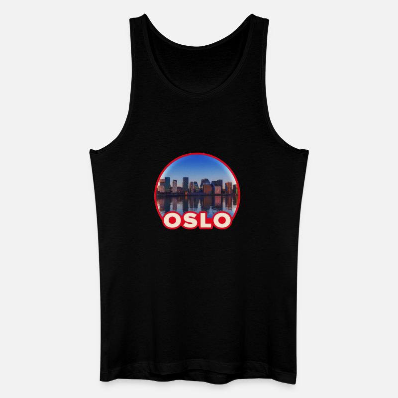 Oslo Skyline Rundlogo - Männer Bio Tank Top - Schwarz
