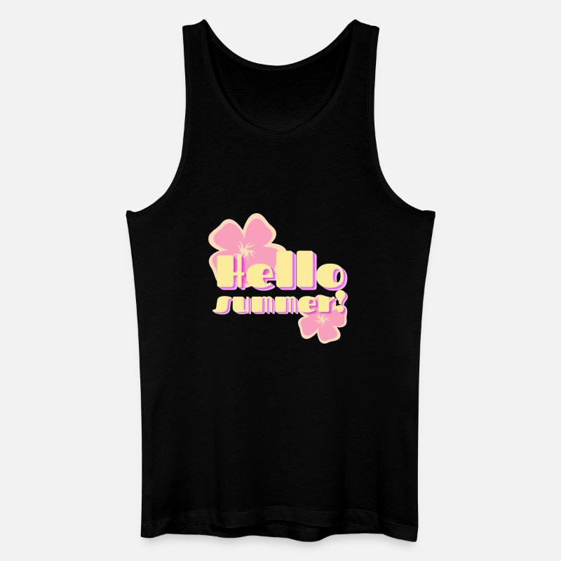 Hello Summer fleurs pastel rétro - Débardeur bio Homme - noir