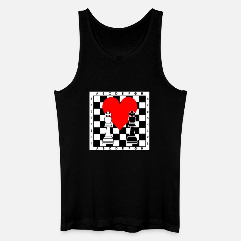 Schachbrett mit Herz - Männer Bio Tank Top - Schwarz