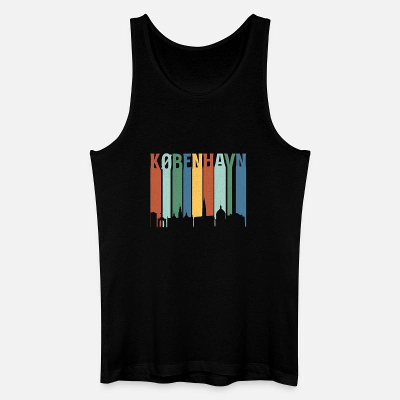København Neon Skyline Muster - Männer Bio Tank Top - Schwarz