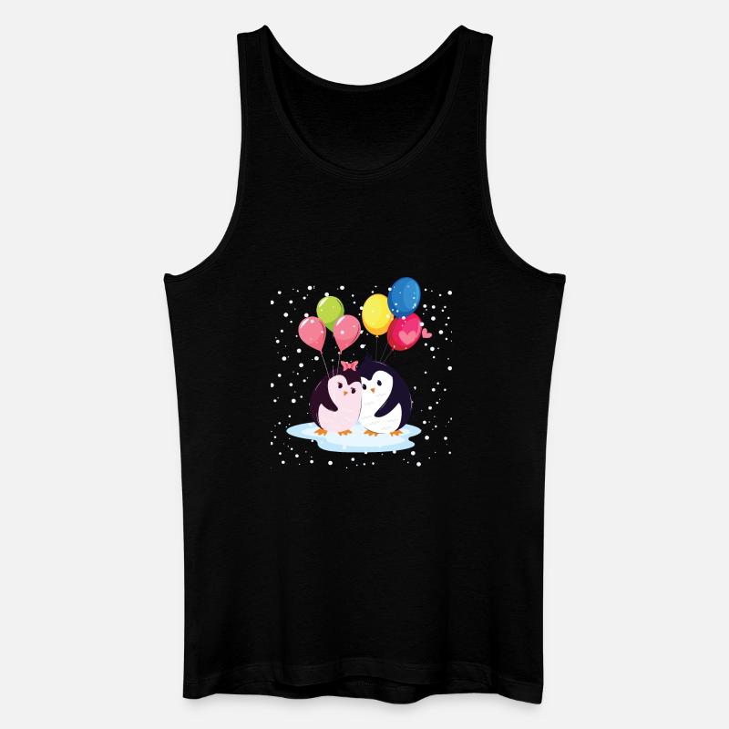 Pinguine mit Luftballons - Männer Bio Tank Top - Schwarz