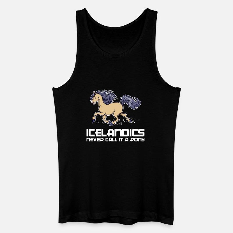 Lustig Pony Statement Islandpferde Pferde - Männer Bio Tank Top - Schwarz