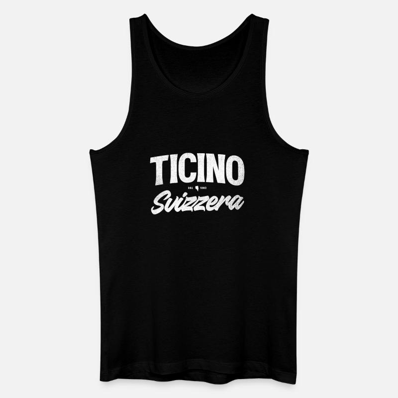 Ticino Switzerland Script Logo - Men’s Organic Tank Top - black