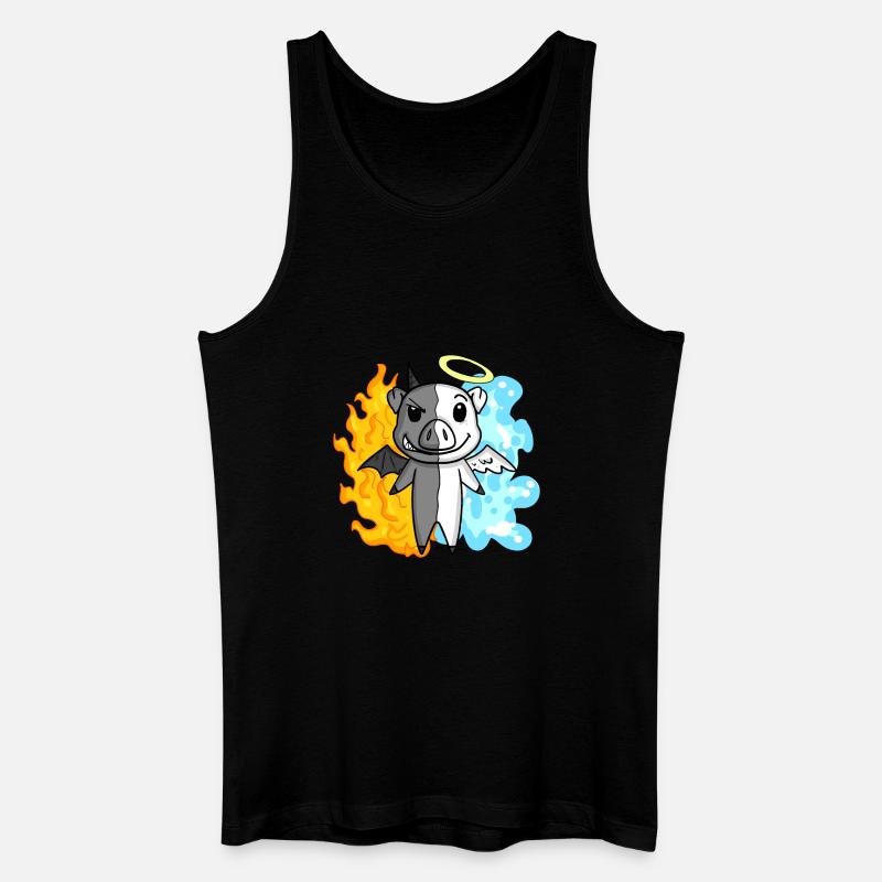 Schwein - Engel und Teufel - Männer Bio Tank Top - Schwarz