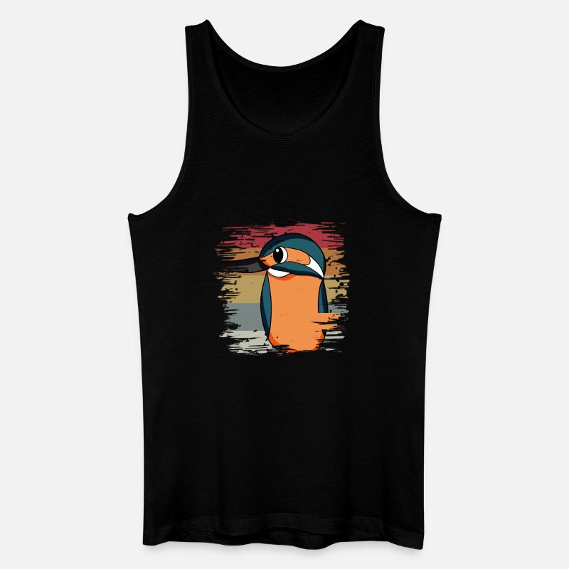 Eisvogel Blauer Vogel Retro - Männer Bio Tank Top - Schwarz