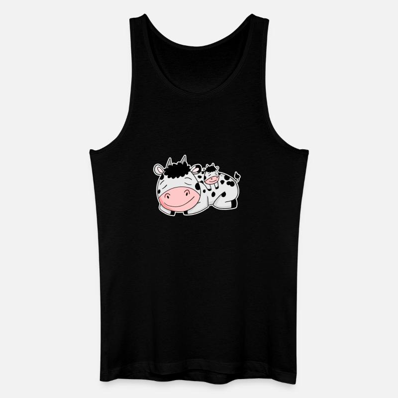 Vache avec bébé vache - Débardeur bio Homme - noir
