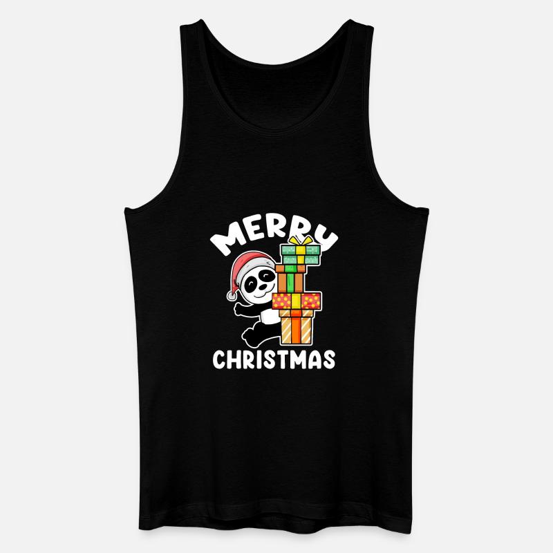 Frohe Weihnachten Panda - Männer Bio Tank Top - Schwarz