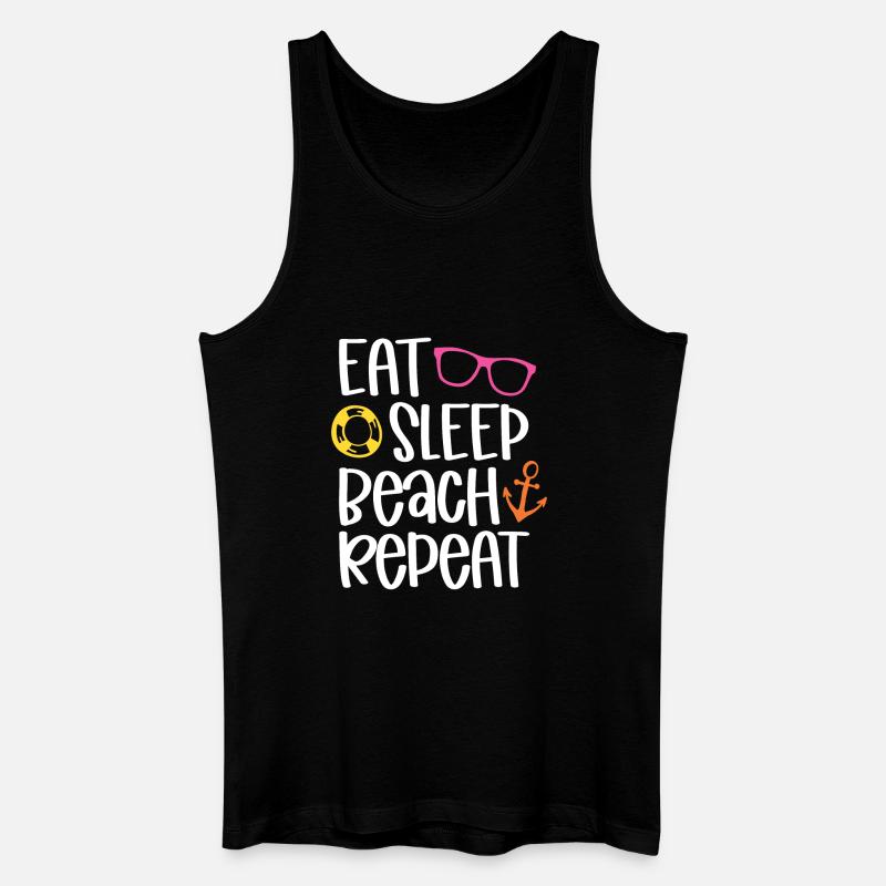 Eat Sleep Beach Repeat - Männer Bio Tank Top - Schwarz