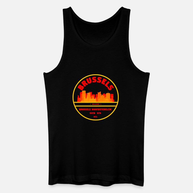 Brüssel Skyline Retro Wappen - Männer Bio Tank Top - Schwarz