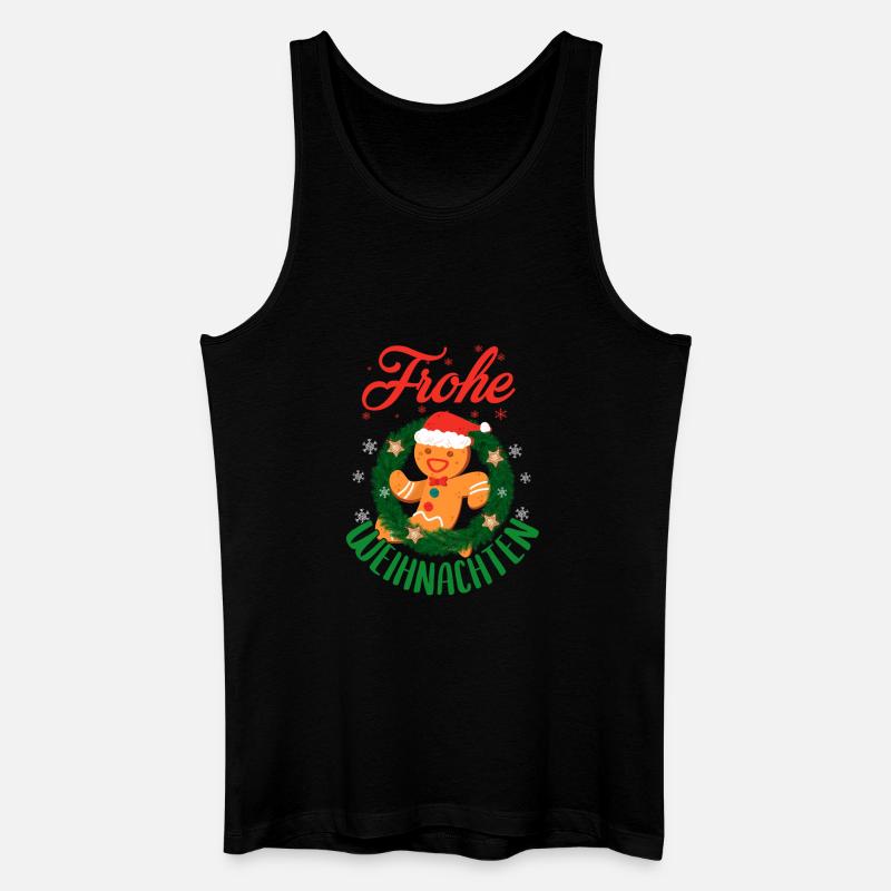 Fröhliche Weihnachten Lebkuchenmann Kranz - Männer Bio Tank Top - Schwarz