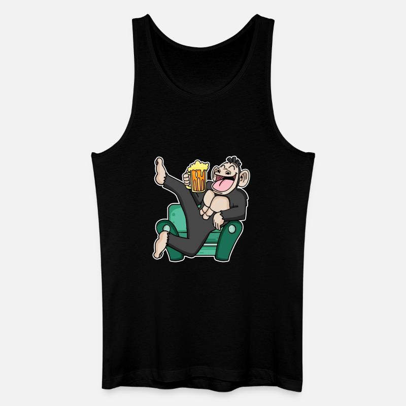 Funny monkey drinks beer - Men’s Organic Tank Top - black