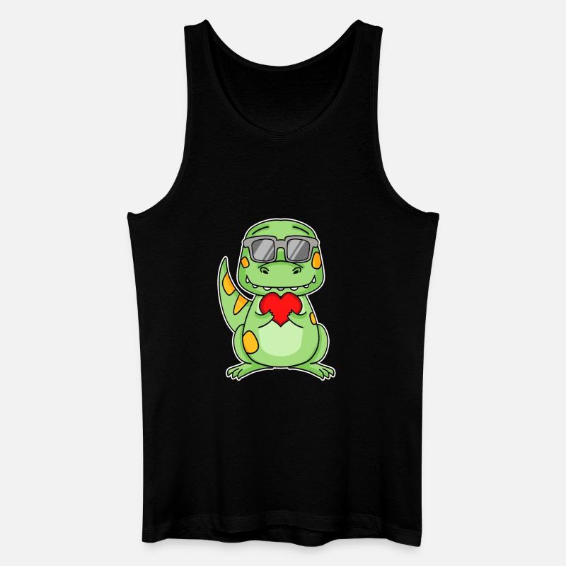 Dinosaurier mit Herz - Liebe Romantisch - Männer Bio Tank Top - Schwarz