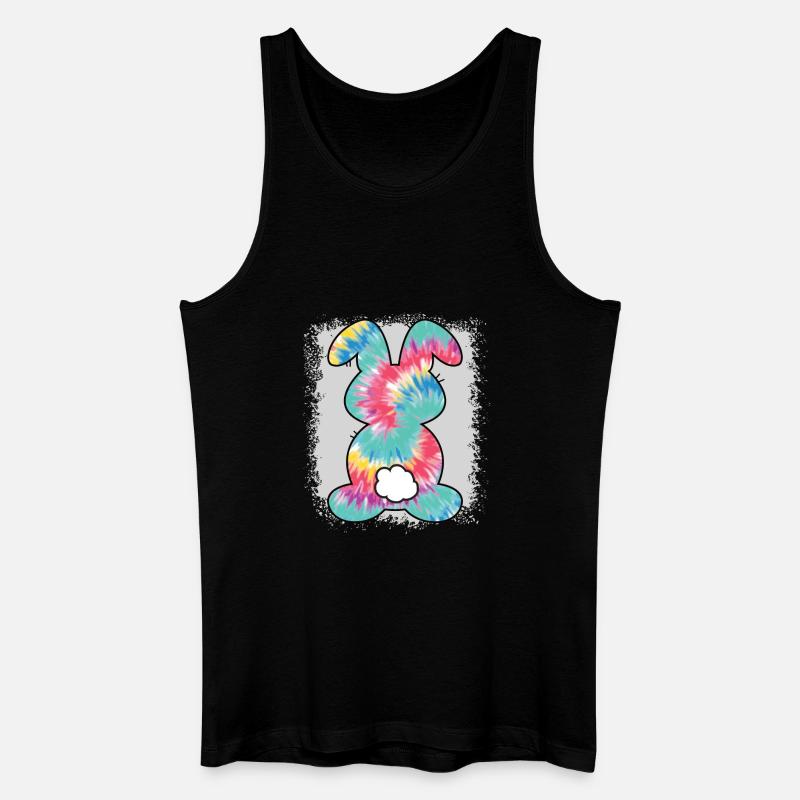 Tie Dye Rabbit Bleached Easter - Men’s Organic Tank Top - black