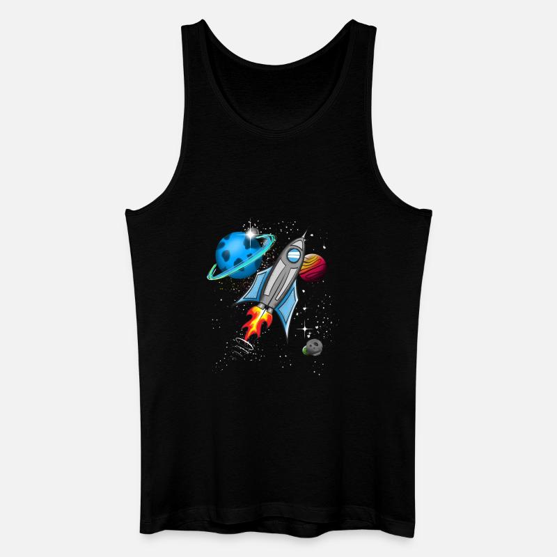 Rakete im Weltall - Männer Bio Tank Top - Schwarz