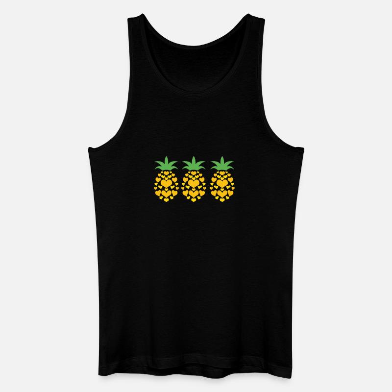 Ananas Herze Herz - Männer Bio Tank Top - Schwarz